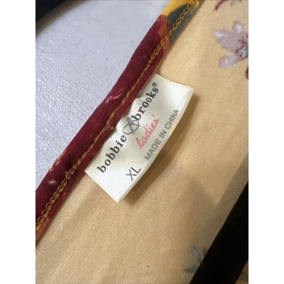 Bobbie Brooks Womens XL Floral Tunic Top Yellow & Burgundy - Picture 3 of 7